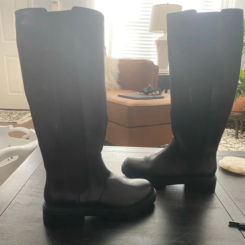 INC International Concepts Black Tall Leather Riding Boots